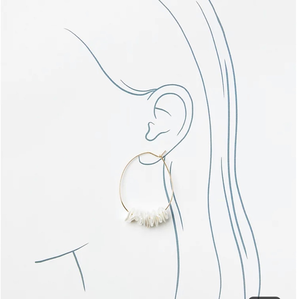 NWT Loft Freshwater Pearl Teardrop Hoop Earrings - Picture 4 of 4